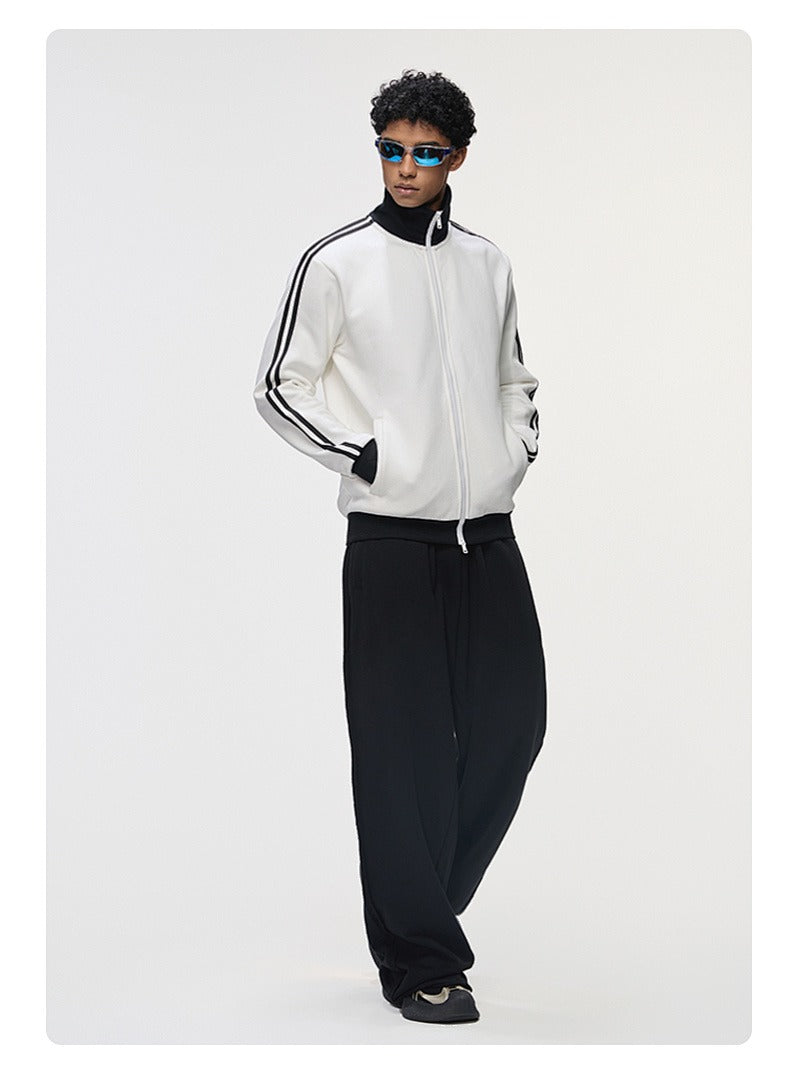 Contrast Stripe Full-Zip Track Sweatshirt