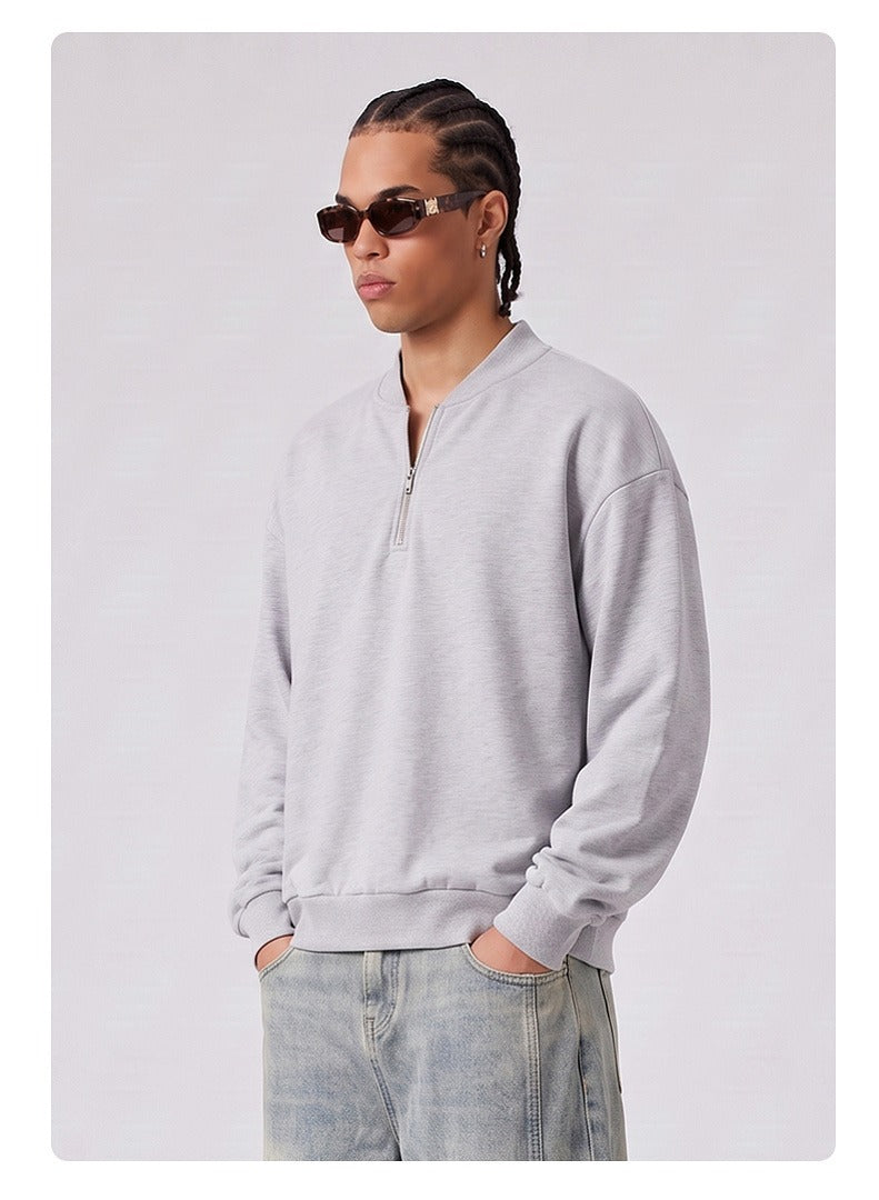 Washed Half-Zip Relaxed Crewneck Sweatshirt
