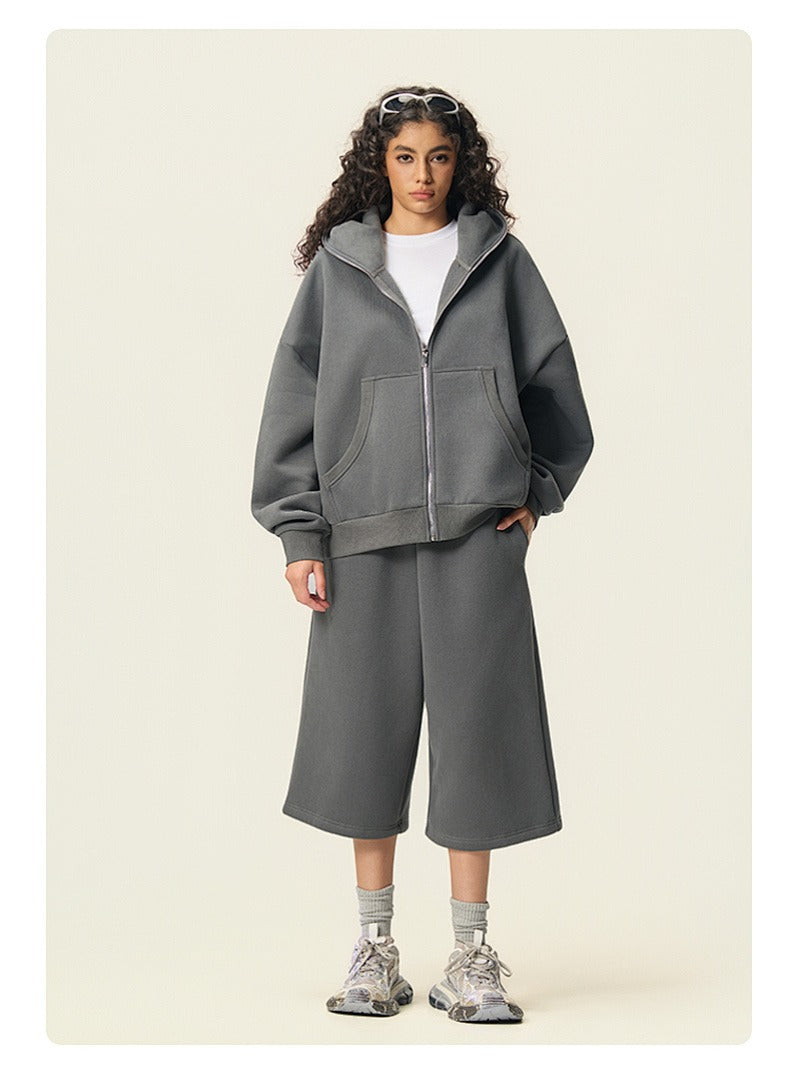 Boxy Full Zip Fleece Hoodie