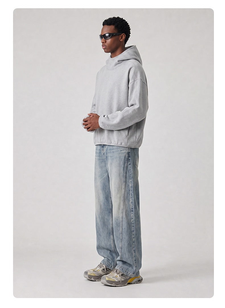 High Neck Boxy Pullover Hoodie