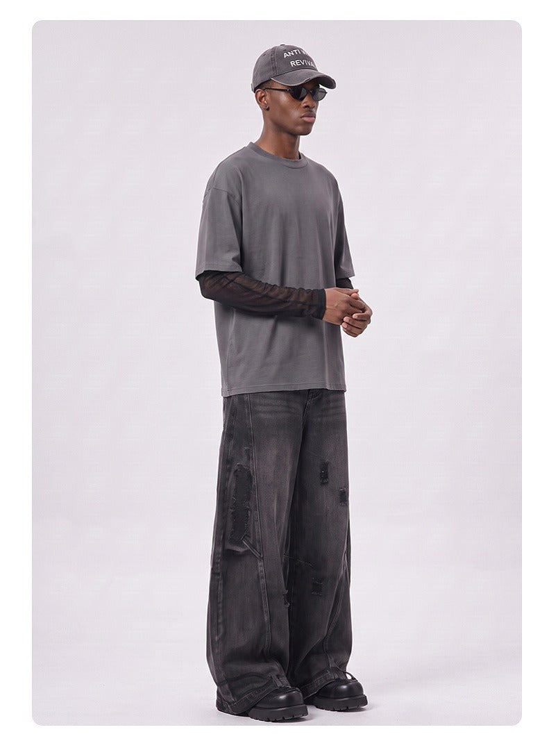 Mesh Layered Long Sleeve Tee