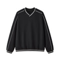 Contrast Trim V-Neck Relaxed Sweatshirt
