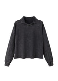 Washed Boxy V-Neck Terry Sweatshirt