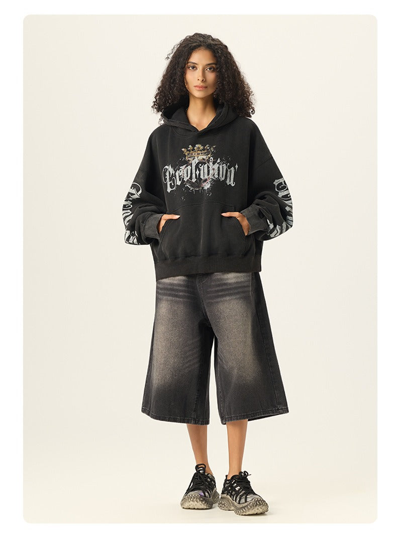 Distressed Gothic Graphic Hoodie