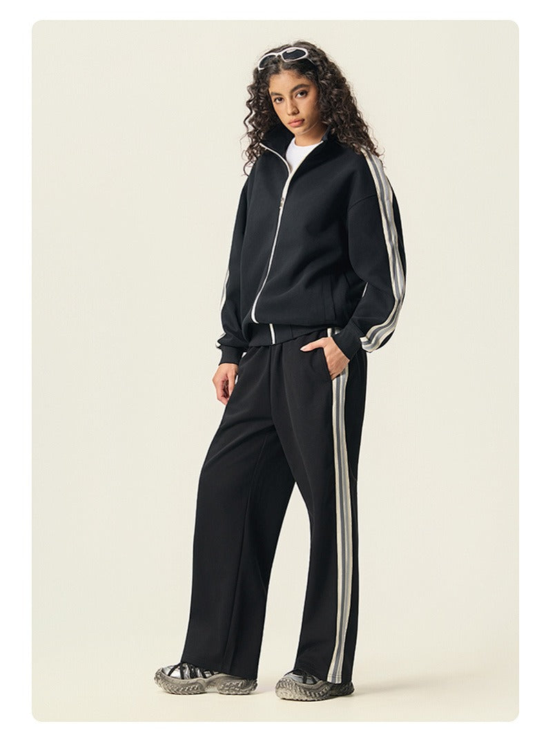 Contrast Piping Full-Zip Sweatshirt