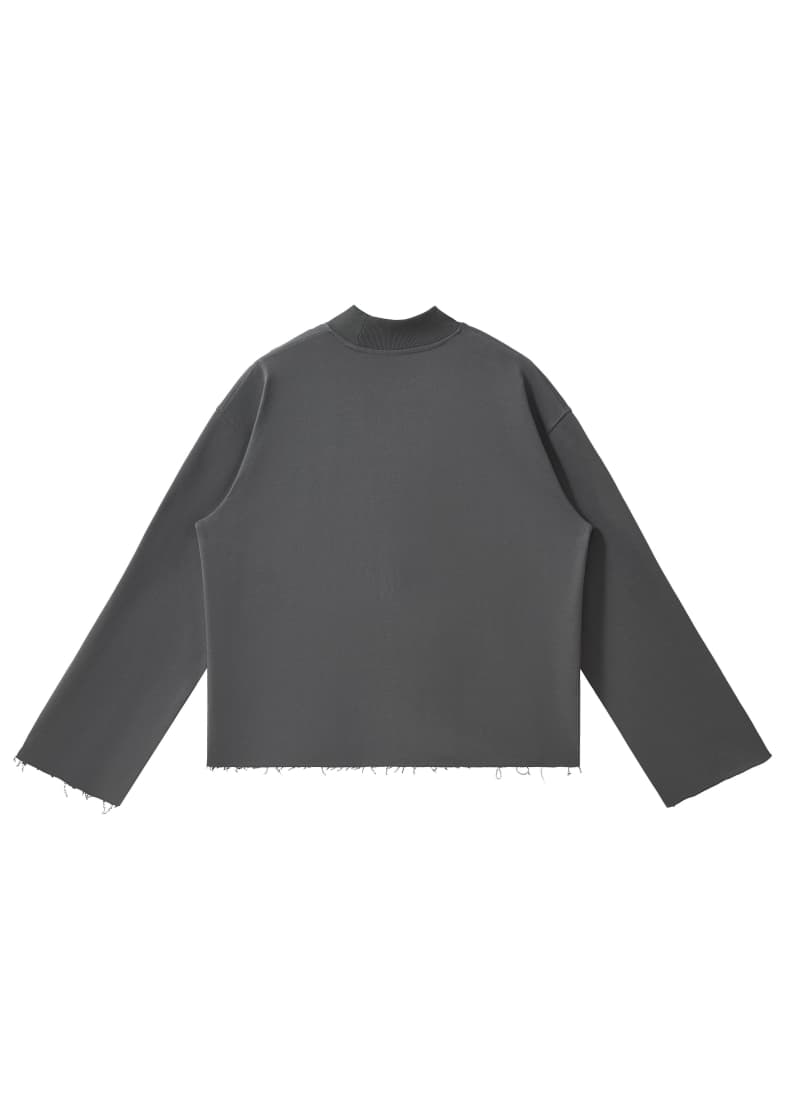 Distressed Boxy Mock Neck Streetwear Sweatshirt