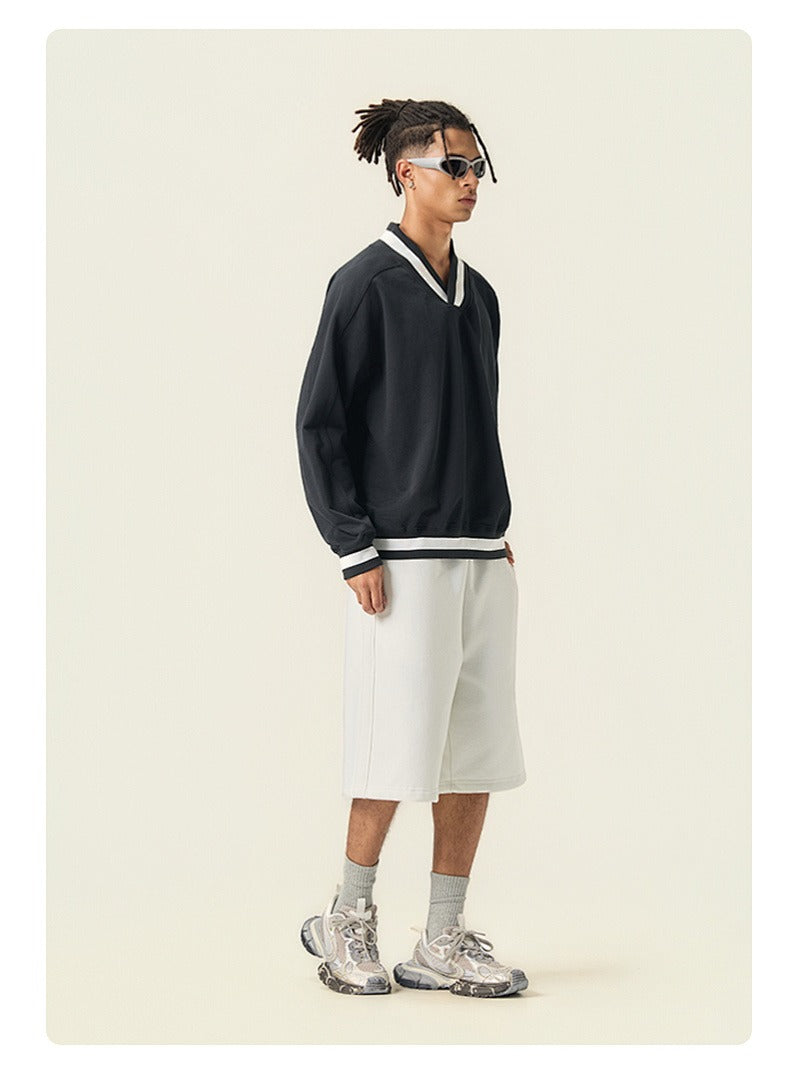 Varsity V-Neck Boxy Sweatshirt