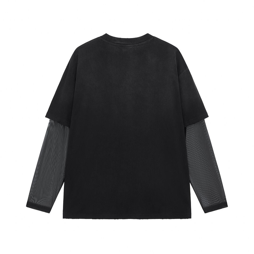 Mesh Layered Long Sleeve Tee