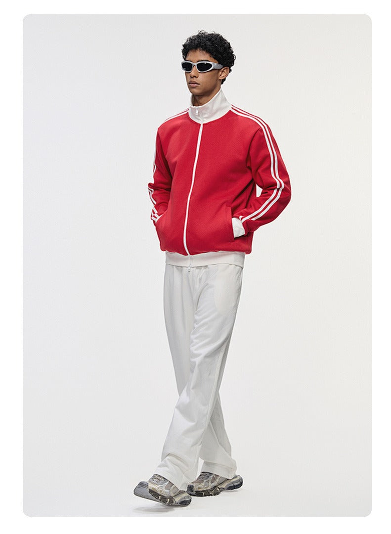 Contrast Stripe Full-Zip Track Sweatshirt