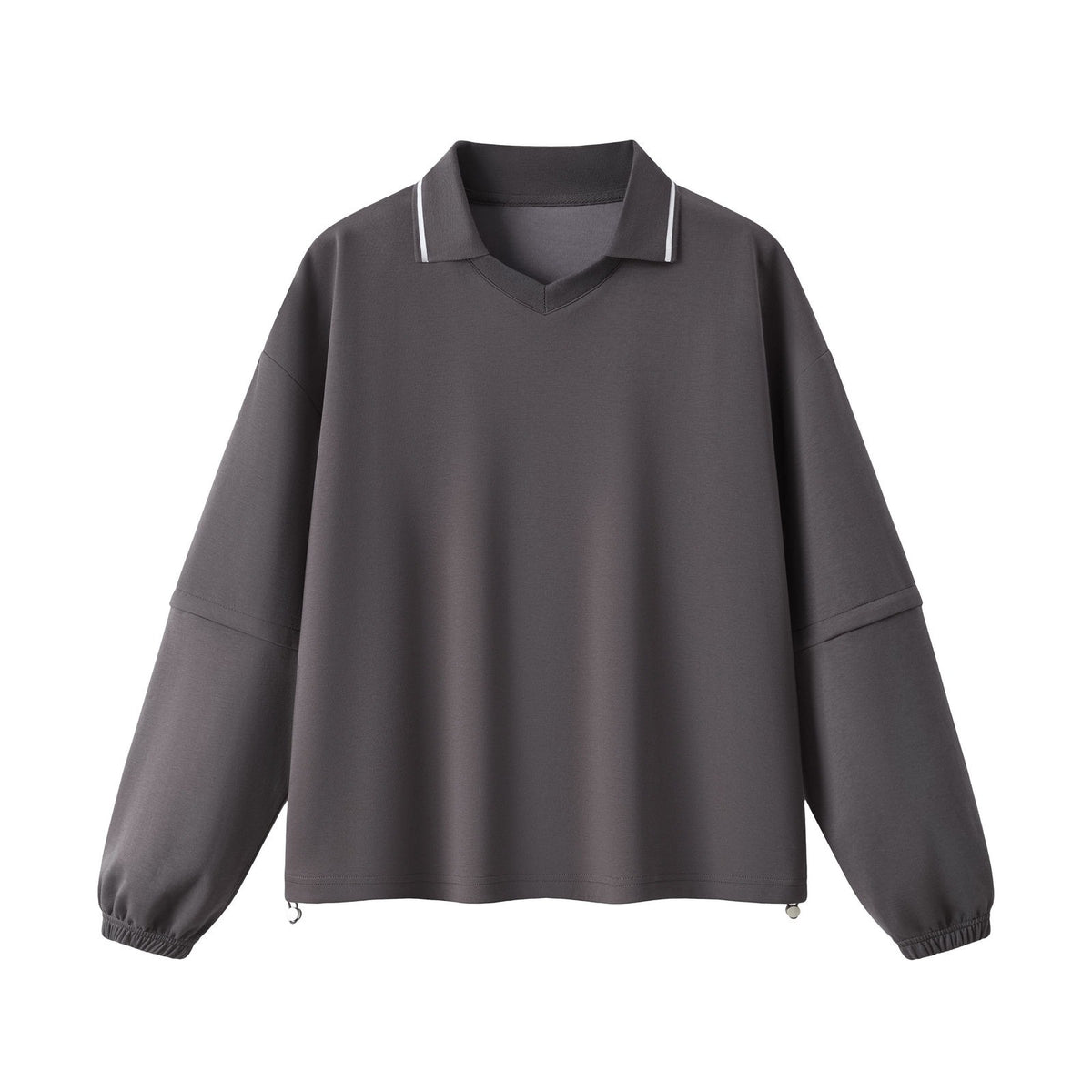 Relaxed Polo Collar Drawstring Sweatshirt
