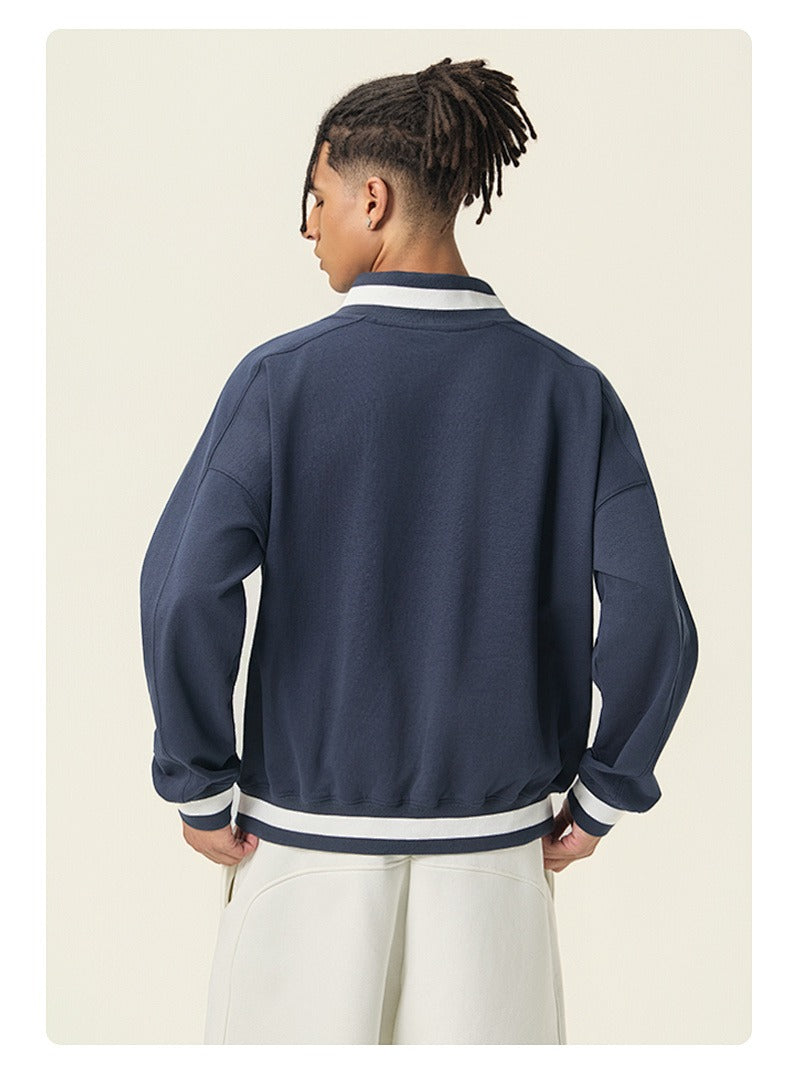 Varsity V-Neck Boxy Sweatshirt
