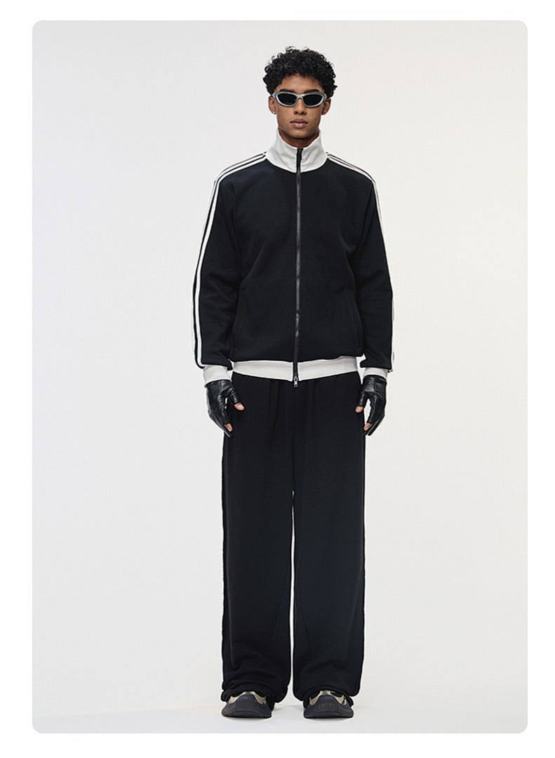 Contrast Stripe Full-Zip Track Sweatshirt