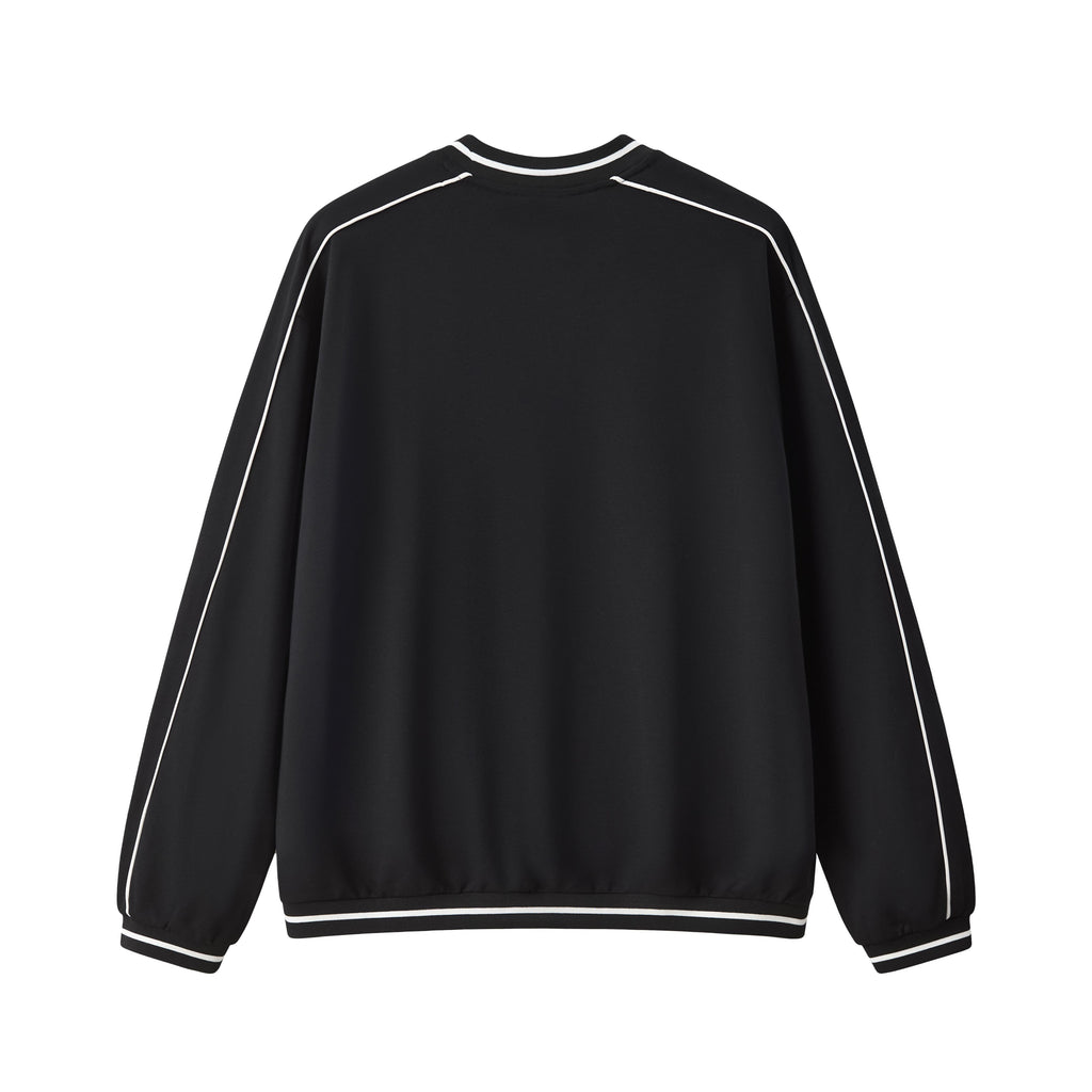 Contrast Trim V-Neck Relaxed Sweatshirt