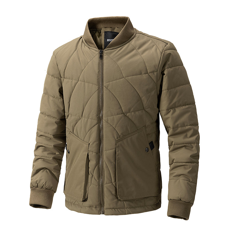 Men's Fleece-Lined Plaid Padded Jacket