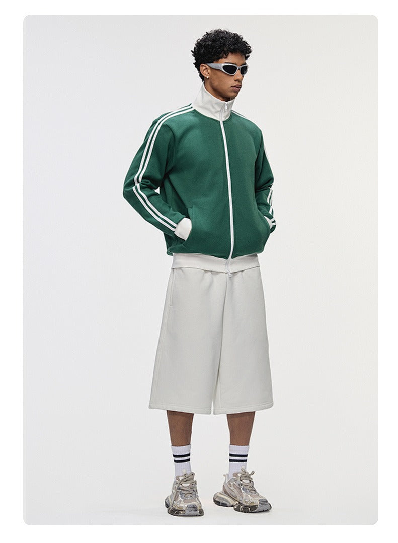 Contrast Stripe Full-Zip Track Sweatshirt