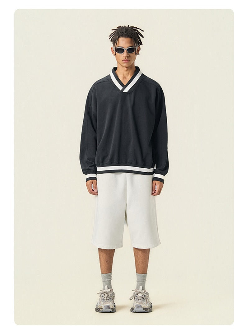 Varsity V-Neck Boxy Sweatshirt