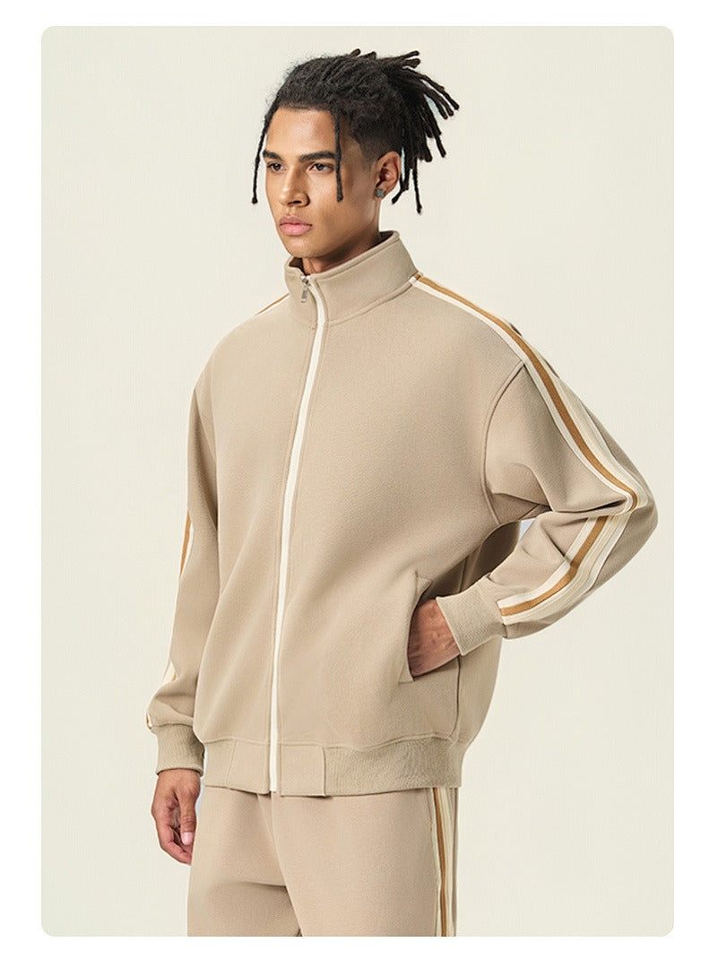 Contrast Piping Full-Zip Sweatshirt