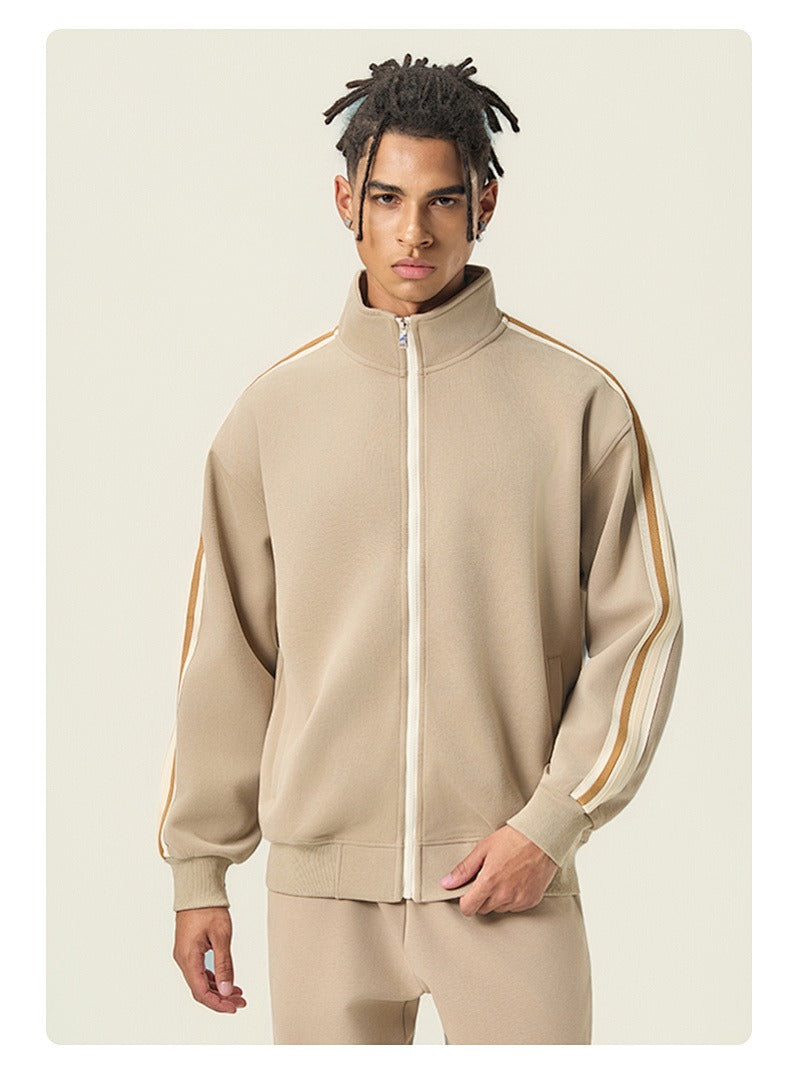 Contrast Piping Full-Zip Sweatshirt