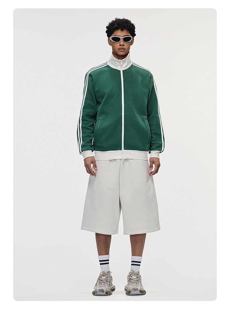 Contrast Stripe Full-Zip Track Sweatshirt