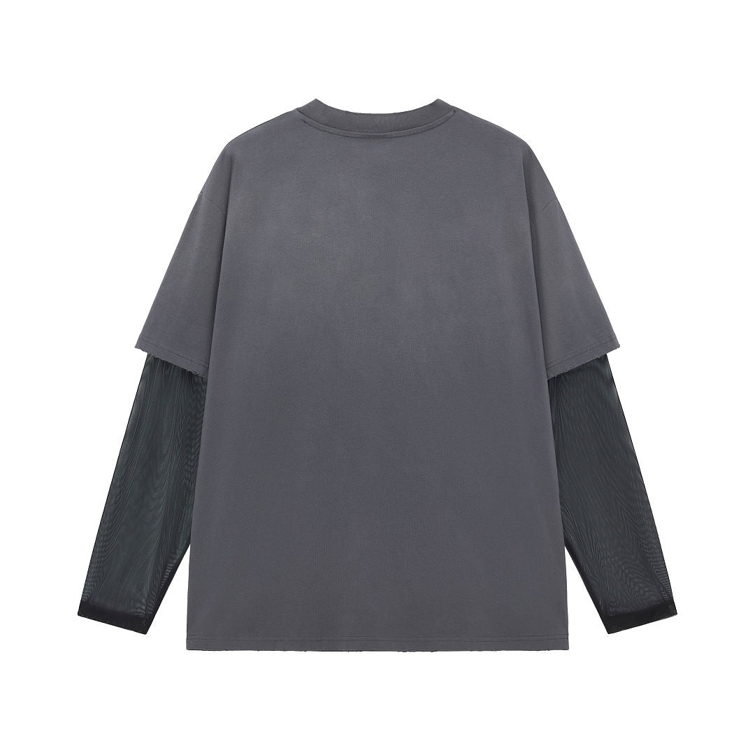 Mesh Layered Long Sleeve Tee