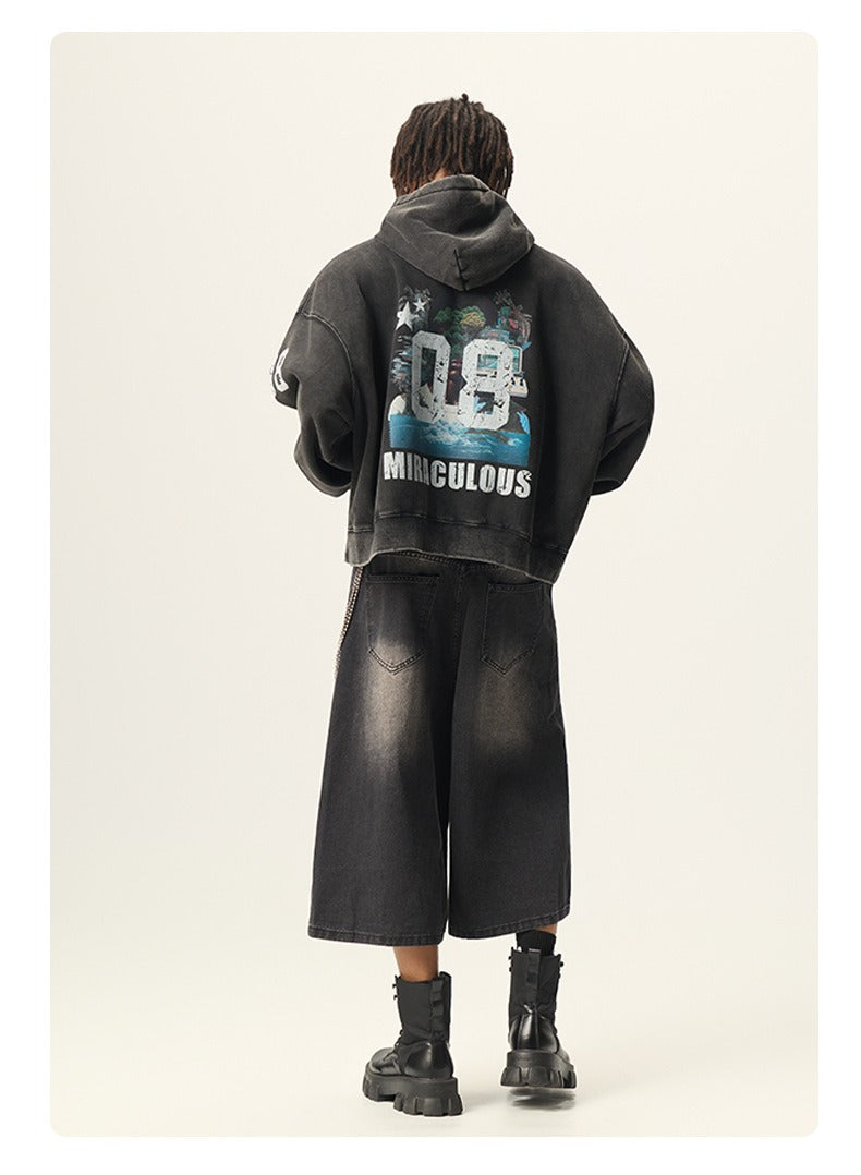 Washed Graphic Boxy Hoodie
